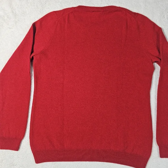 Talbots Pure Cashmere Red Crewneck Sleeve Pullover Sweater Size Large - Picture 9 of 12